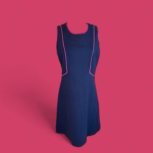 JB by Julie Brown NY size medium navy with‎ pink trim shift  midi dress